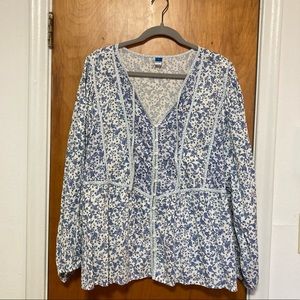 Old Navy Oversized Button-Front Paisley Print Blouse